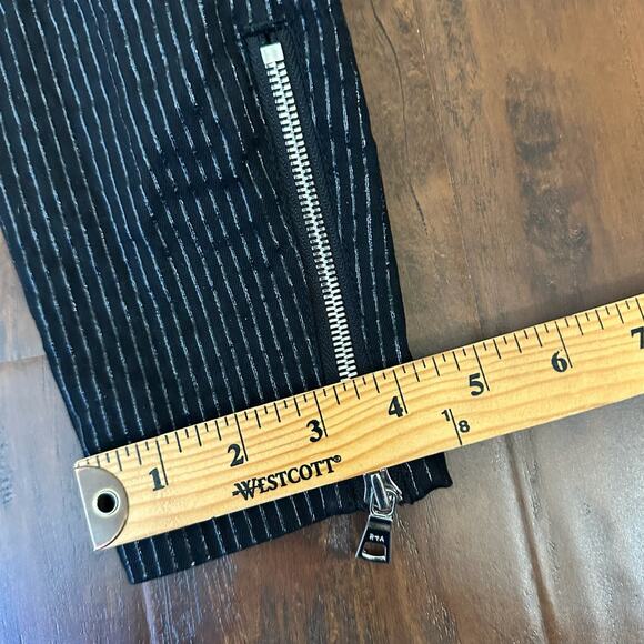 RTA Diavolina Skinny Jeans Black Metallic Pinstriped Folded Waist - Picture 16 of 16